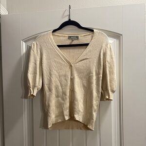 Marled Cream Button-Up Cardigan